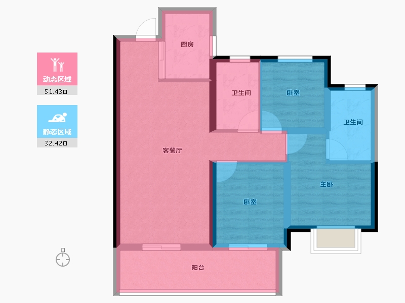 福建省-泉州市-中海学府世家-74.41-户型库-动静分区