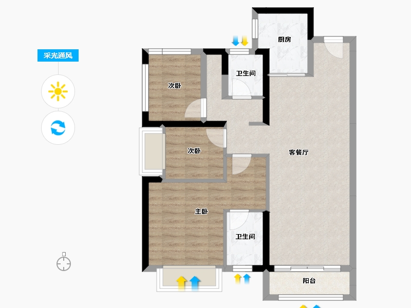 广东省-惠州市-新城香悦澜山-74.99-户型库-采光通风