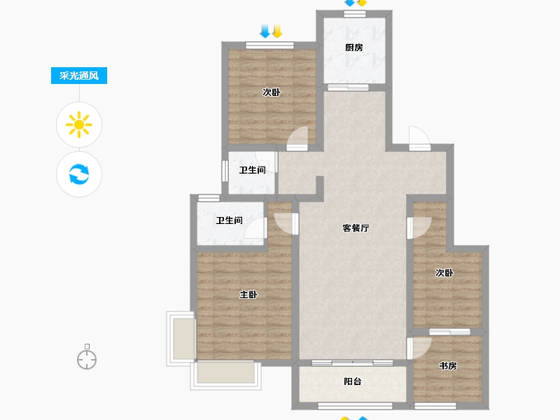 陕西省-宝鸡市-太白阅山-96.61-户型库-采光通风