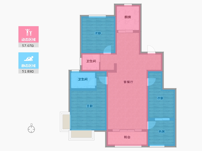 陕西省-宝鸡市-太白阅山-96.61-户型库-动静分区