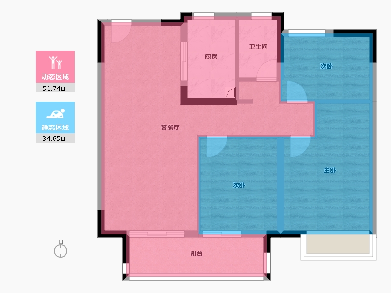 江苏省-镇江市-中南·上悦诗苑-77.60-户型库-动静分区