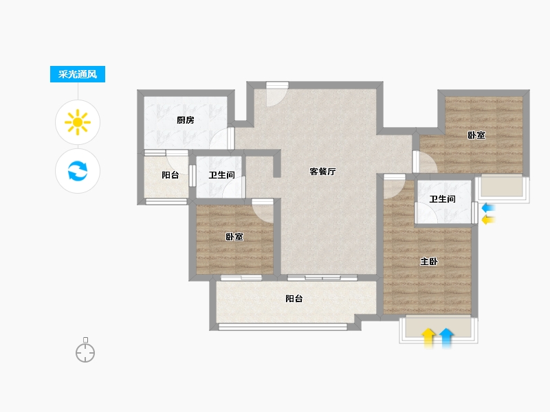 重庆-重庆市-中粮天悦壹号-86.40-户型库-采光通风