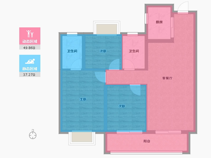 湖北省-宜昌市-联投玖玺台-77.97-户型库-动静分区