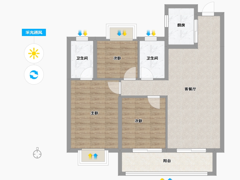 湖北省-宜昌市-联投玖玺台-77.97-户型库-采光通风