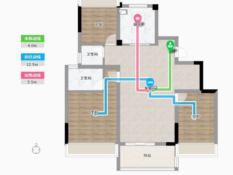 江苏省-镇江市-中南·林清月雅苑-86.72-户型库-动静线