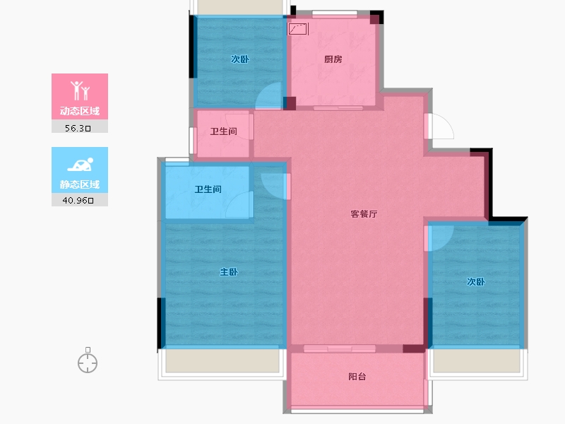 江苏省-镇江市-中南·林清月雅苑-86.72-户型库-动静分区