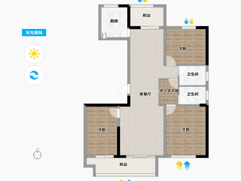 江苏省-镇江市-蓝城·桂语兰庭-110.40-户型库-采光通风