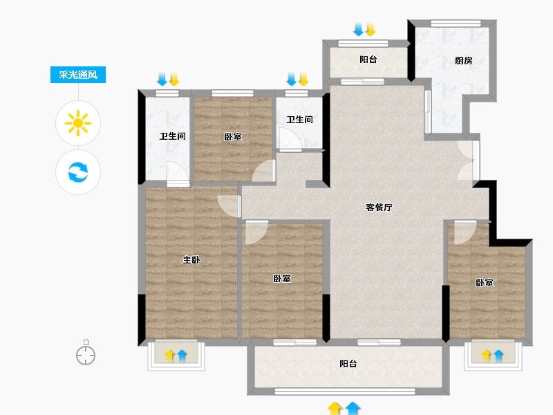 河南省-濮阳市-冶都·玖號院（一期）-116.44-户型库-采光通风