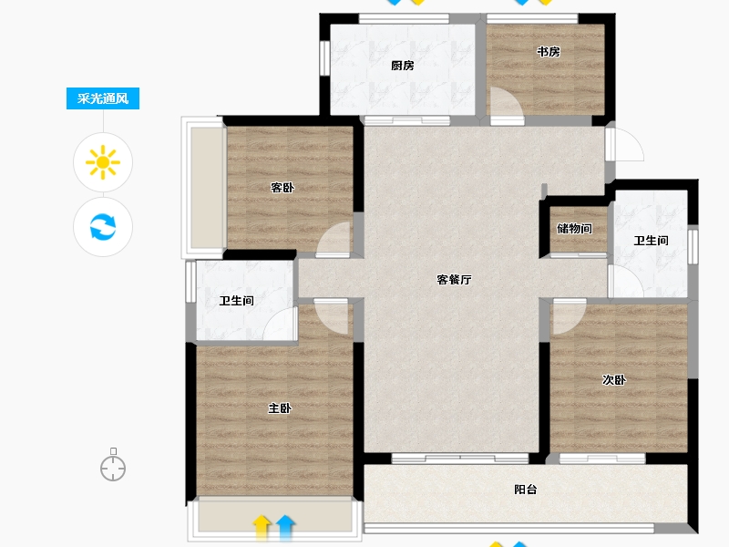 浙江省-杭州市-滨江嘉品-108.87-户型库-采光通风