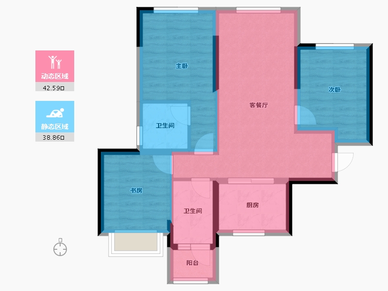 四川省-成都市-华润置地建发天府和鸣-72.00-户型库-动静分区