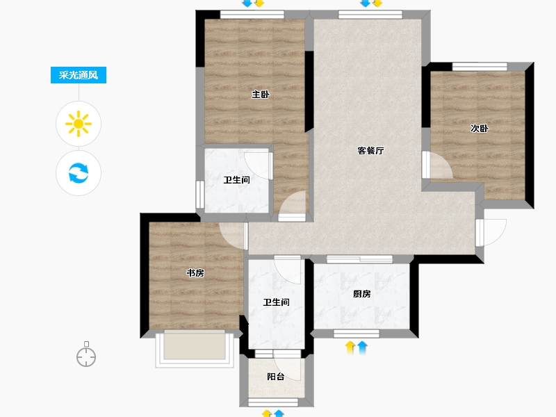 四川省-成都市-华润置地建发天府和鸣-72.00-户型库-采光通风