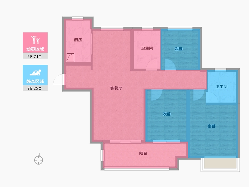 江苏省-徐州市-绿地运河小镇-86.40-户型库-动静分区