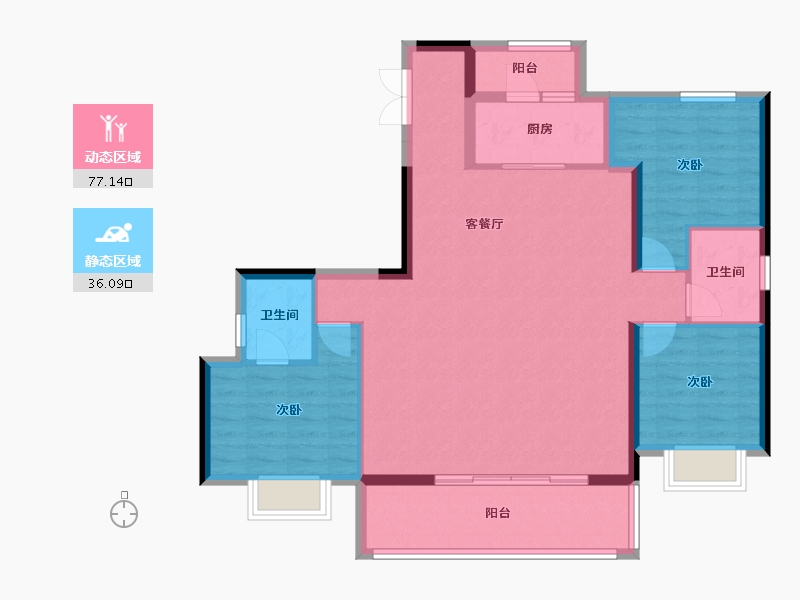 四川省-眉山市-黄龙溪谷-102.39-户型库-动静分区