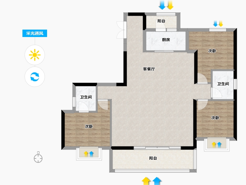 四川省-眉山市-黄龙溪谷-102.39-户型库-采光通风