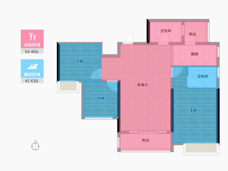 广东省-佛山市-万科金域蓝湾-88.80-户型库-动静分区