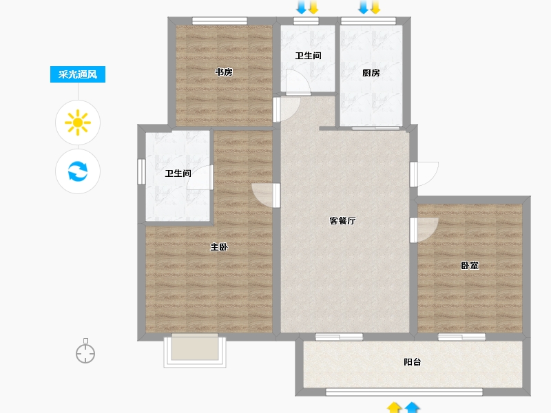 浙江省-金华市-红星天瑞-98.00-户型库-采光通风