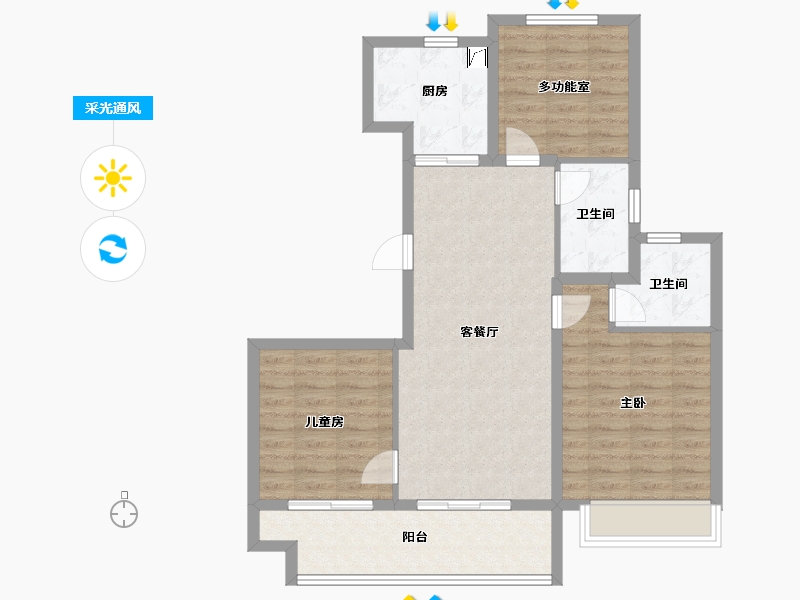 江苏省-南京市-万科中山都会揽境-86.41-户型库-采光通风