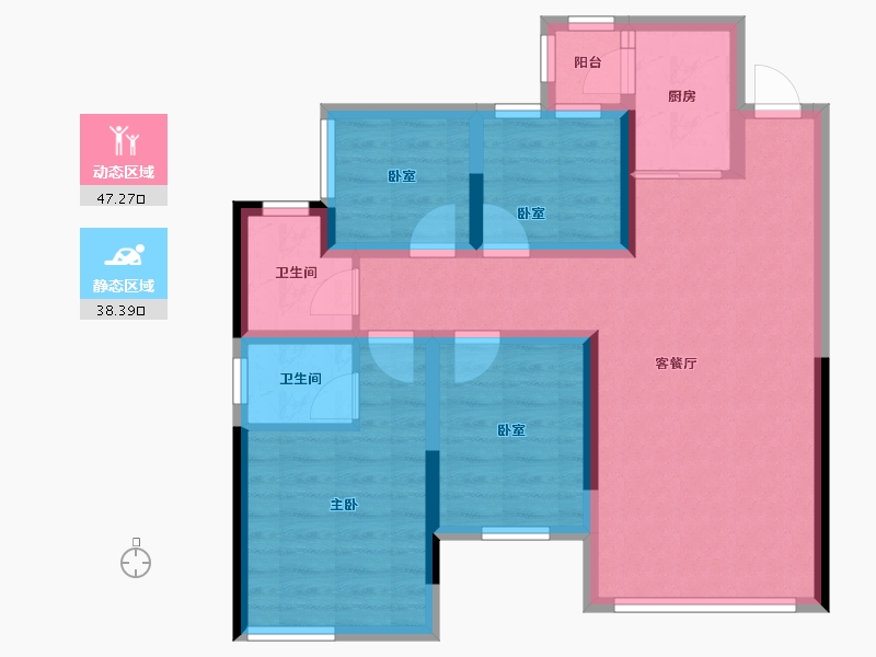 四川省-眉山市-玫瑰佳恒一品-75.02-户型库-动静分区