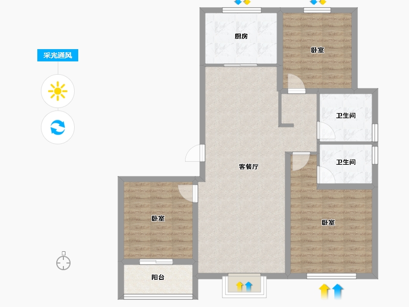 山东省-青岛市-阎家岭-100.00-户型库-采光通风