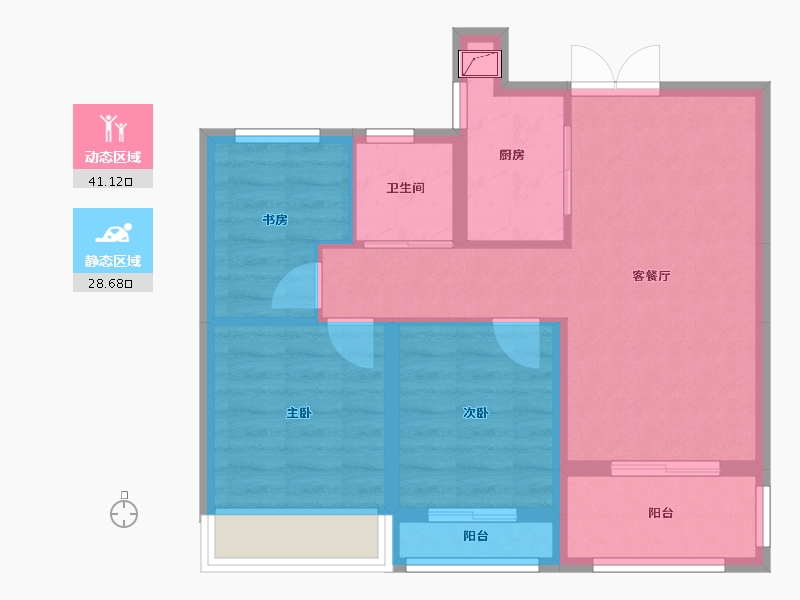 河南省-郑州市-汇泉西悦城8号院-65.00-户型库-动静分区