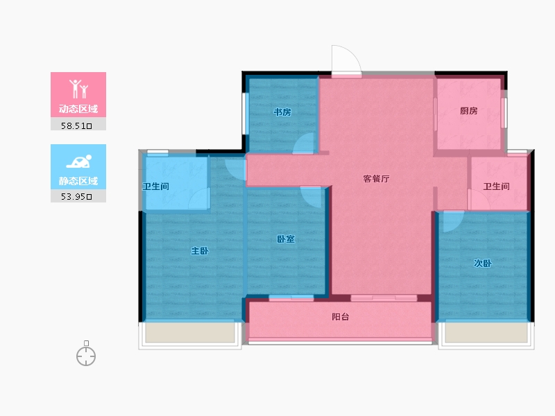 浙江省-杭州市-潮听映月府-101.60-户型库-动静分区