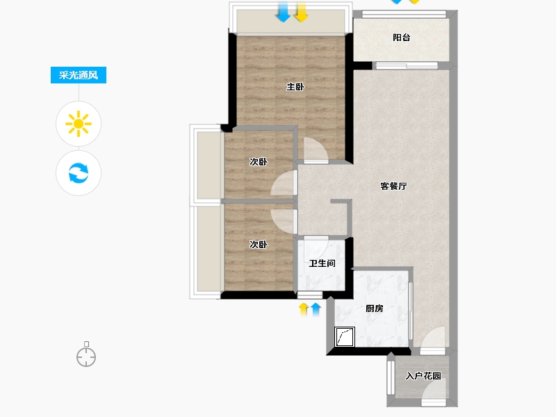 广东省-广州市-五矿招商江天际-62.40-户型库-采光通风