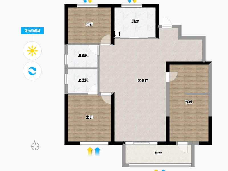 江苏省-镇江市-蓝城·桂语兰庭-111.20-户型库-采光通风