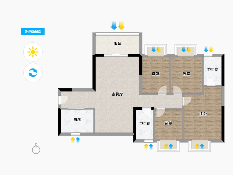 广东省-东莞市-碧桂园·瑜璟臺-93.60-户型库-采光通风