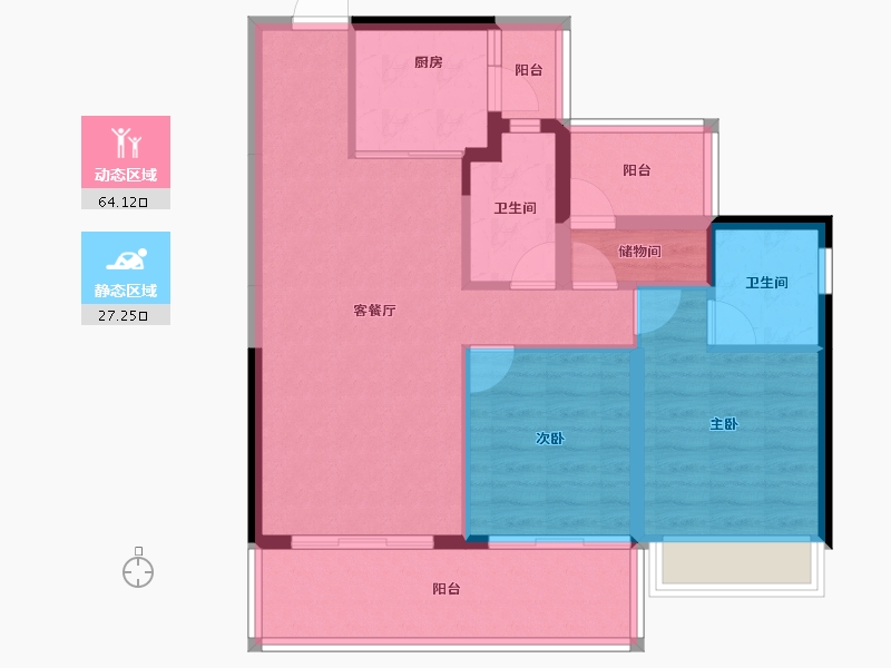 广东省-揭阳市-龙光御锦阳光花园-81.92-户型库-动静分区