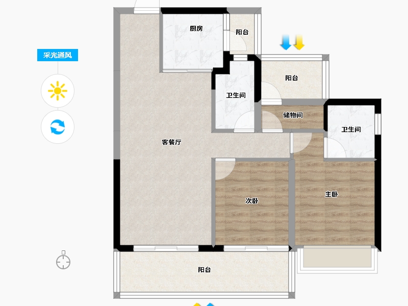 广东省-揭阳市-龙光御锦阳光花园-81.92-户型库-采光通风