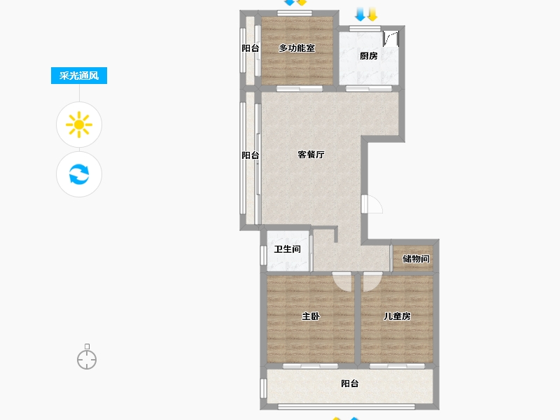 江苏省-南京市-万科中山都会揽境-88.00-户型库-采光通风