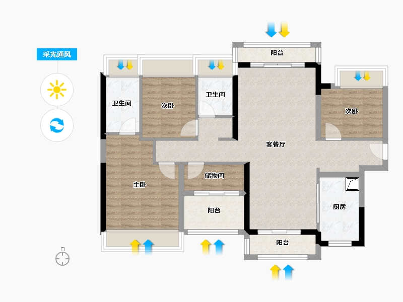 广东省-广州市-时代龙湖天著-96.01-户型库-采光通风