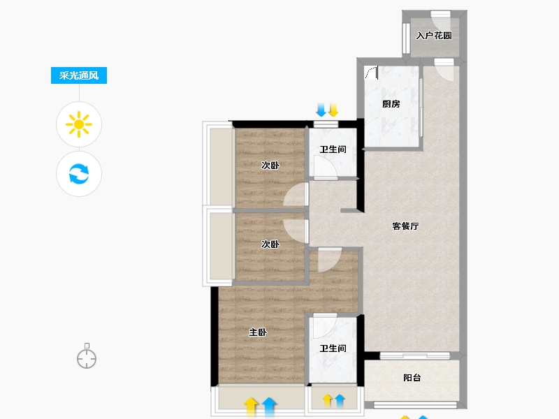 广东省-广州市-五矿招商江天际-70.40-户型库-采光通风