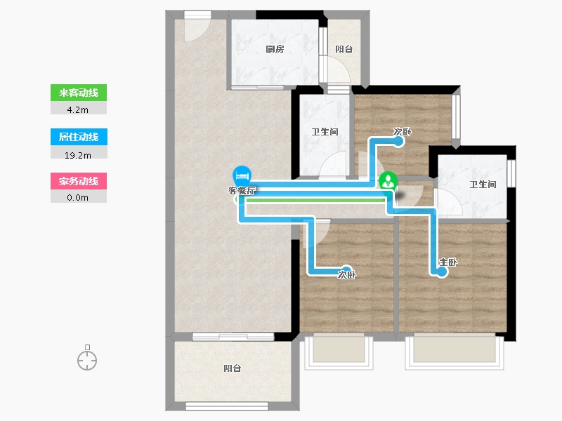 广东省-惠州市-碧桂园青塘湖畔翰林府-76.48-户型库-动静线