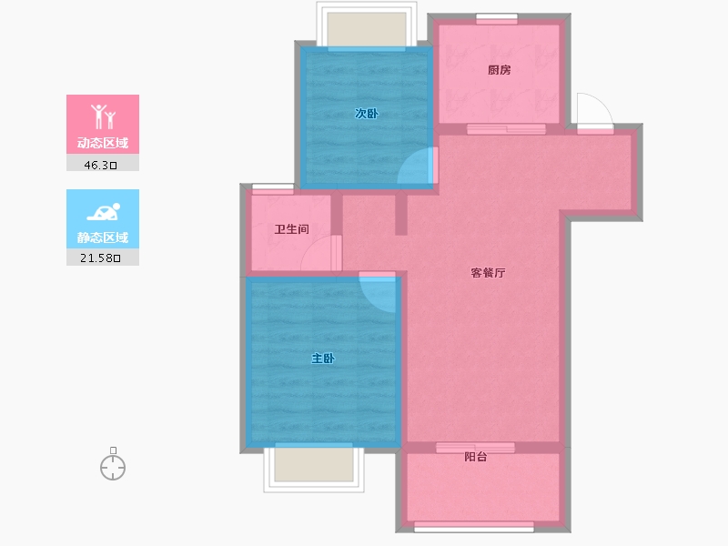 上海-上海市-中建御湖澜庭-59.77-户型库-动静分区