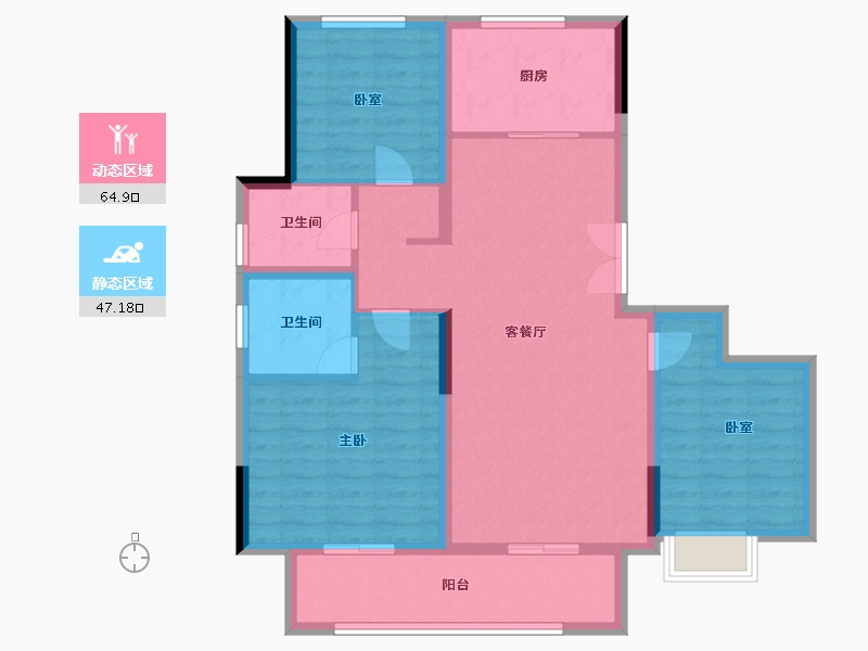 河南省-濮阳市-冶都·玖號院（一期）-100.84-户型库-动静分区