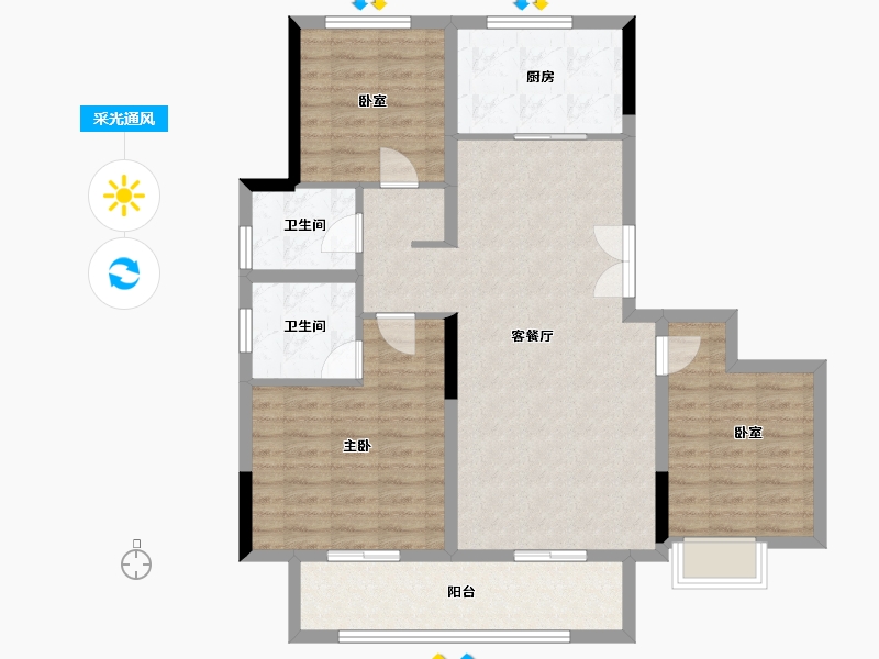 河南省-濮阳市-冶都·玖號院（一期）-100.84-户型库-采光通风