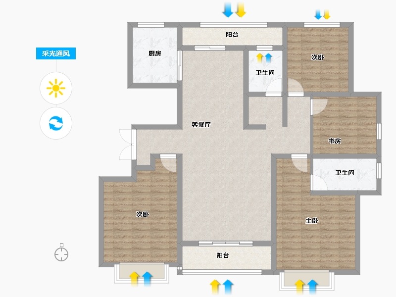 山东省-滨州市-莲池水岸·怡馨苑-137.00-户型库-采光通风