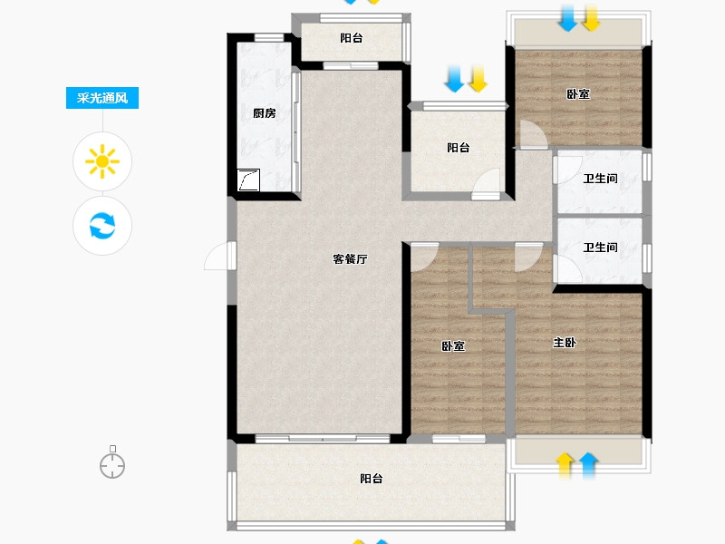 广东省-韶关市-碧桂园太阳城-128.37-户型库-采光通风