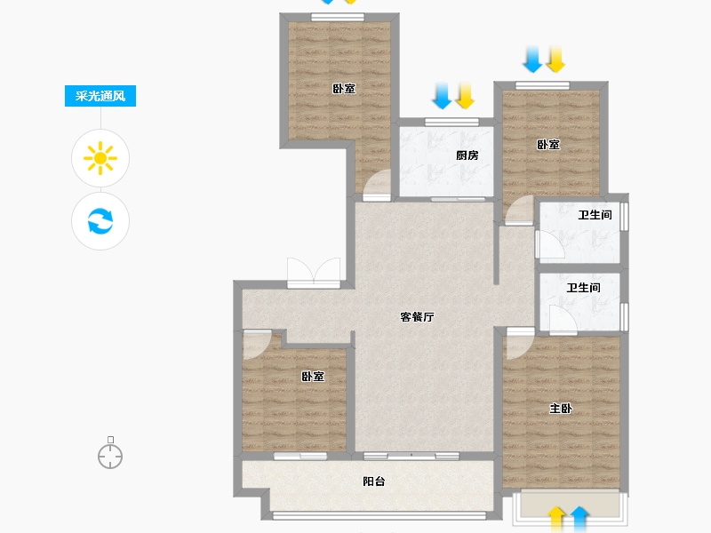 山东省-菏泽市-佳和桃李春风-112.80-户型库-采光通风