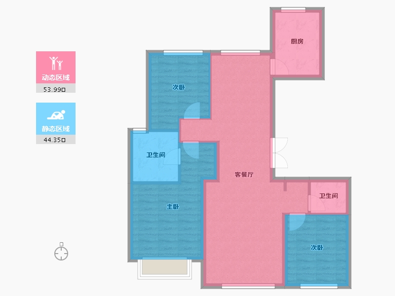 河北省-秦皇岛市-中冶德贤华府-88.37-户型库-动静分区