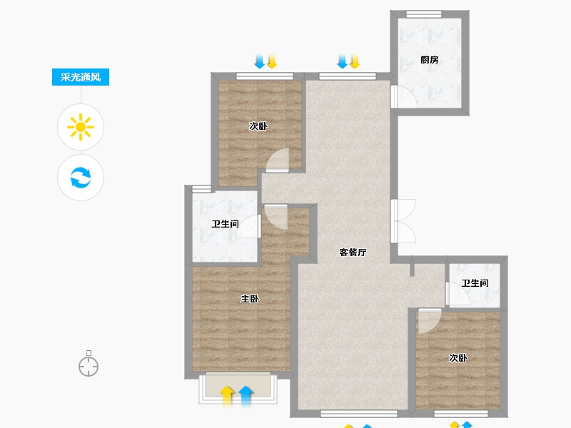 河北省-秦皇岛市-中冶德贤华府-88.37-户型库-采光通风