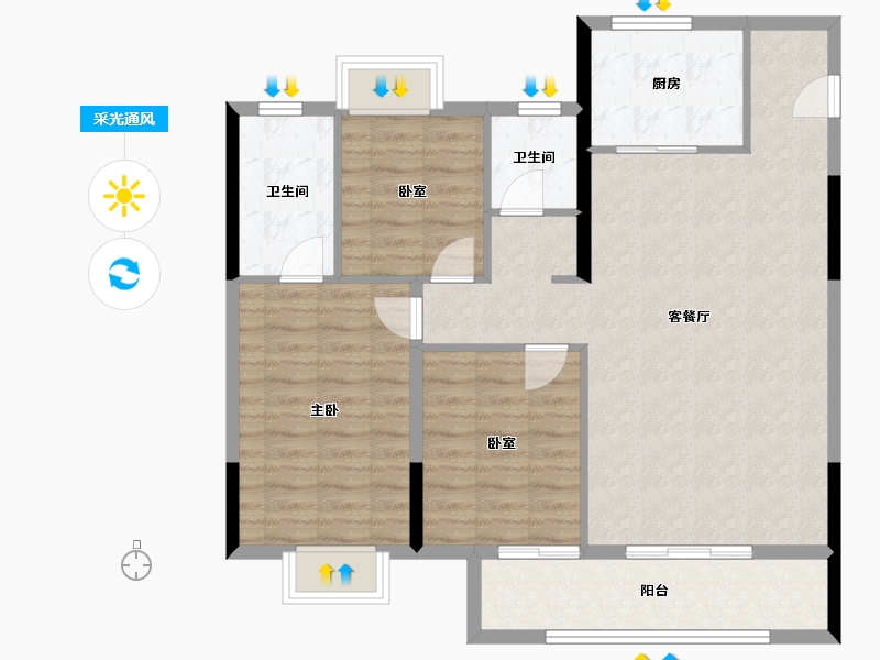 江西省-吉安市-红星九颂时代城-97.86-户型库-采光通风