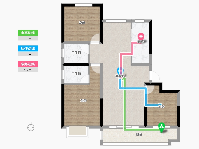 山东省-聊城市-世家·学府里-85.04-户型库-动静线