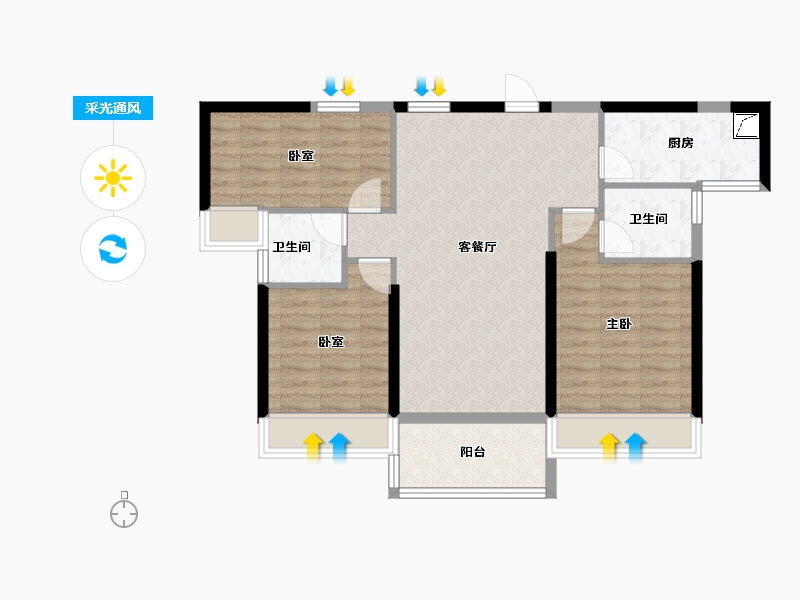 广东省-韶关市-碧桂园太阳城-81.78-户型库-采光通风