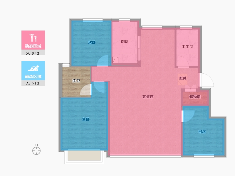 天津-天津市-绿城·柳岸晓风-85.09-户型库-动静分区