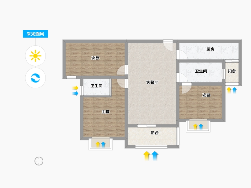 河南省-漯河市-坤恒·金色年华-90.40-户型库-采光通风