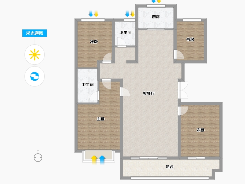 山东省-滨州市-莲池水岸·怡馨苑-132.81-户型库-采光通风