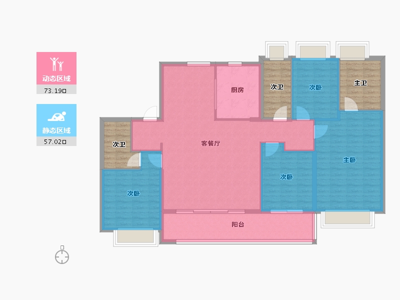 江苏省-南京市-金鼎湾和禧-136.86-户型库-动静分区