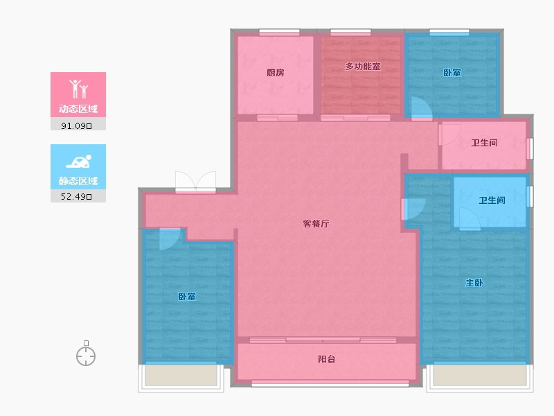 山东省-菏泽市-佳和桃李春风-130.40-户型库-动静分区